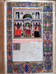 El Papa Clemente IV entregando una bula papal de privilegios a los frailes dominicos de Unknown artist