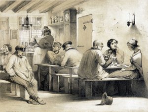 Hostal popular "Le Carpet Franc". Ilustración del siglo XIX de Unknown artist