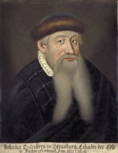 Retrato de Johannes Gensfleisch dit Gutenberg (1394 / 99-1468), impresor alemán (Retrato de Johannes Gutenberg) - pintura anónima del siglo XVII - Biblioteca de la Universidad de Keio de Unknown artist