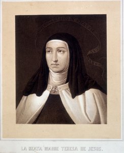 Retrato en busto de Santa Teresa de Jesús (o Santa Teresa de Ávila) (1515-1582), grabado de Unknown artist
