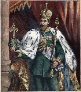 Retrato de pie de Alejandro III (1845-1895), Emperador de Rusia (grabado de 1892) de Unknown artist