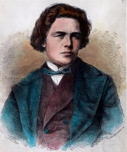Retrato de Anton Rubinstein (1829 - 1894), pianista y compositor ruso. Grabado del siglo XIX. Colección privada.