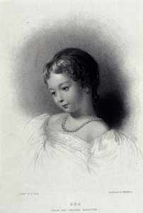 Retrato de Augusta Ada Byron (1815-1852) quien se convirtió en Anna Lovelace, hija del poeta George Gordon Byron. Grabado del siglo XIX. de Unknown artist