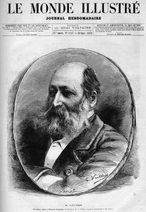 Retrato de Auguste Clésinger (1814-1883), escultor y pintor francés. Grabado en "Le Monde illustré" 1883. Colección privada.