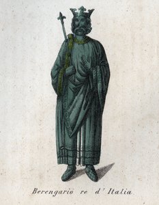 Retrato de Berengario II, rey de Italia (900-966) - Berengario II o Berengario de Ivrea - grabado de "Usi e Costumi di Tutti i Popoli dell