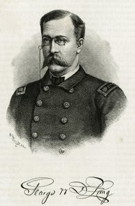 Retrato del Capitán Georges Washington De Long (1844-1881) de la tripulación de La Jeannette, para la misión al polo norte. Grabado para ilustrar 