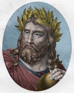 Retrato de Carlomagno (Carlos I llamado el Grande, Carolus Magnus, 742-814), Rey de los Francos - Carlos el Grande, Rey de los Francos - grabado