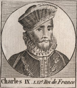 Retrato de Carlos IX (1550-1574), Rey de Francia - grabado de “Instruction sur l
