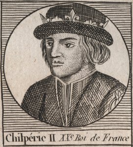 Retrato de Chilperico II (c. 670 - 721), Rey de Neustria - grabado de “Instruction sur l