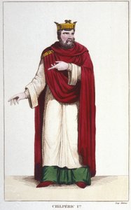 Retrato de Chilperico I (539 - 584), Rey de Neustria. Grabado de 1830 de Unknown artist
