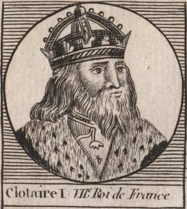 Retrato de Clotario I (497 - 561), Rey de Neustria y Rey de los Francos - grabado de “Instruction sur l