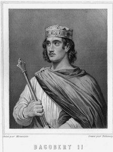 Retrato de Dagoberto II (? -?) , Rey de Austrasia - en "Histoire des Français" de Lavallée, grabado, sd de Unknown artist