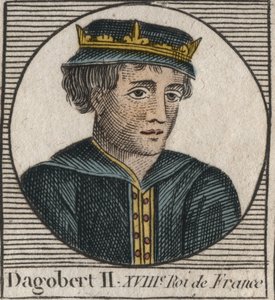 Retrato de Dagoberto II, Rey de los Francos de 711 a 716 - Dagoberto II (676-679), Rey de Austrasia - grabado de “Instruction sur l