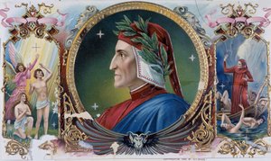Retrato de Dante - Etiqueta de caja de cigarros, finales del siglo XIX