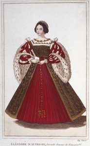 Retrato de Leonor de Habsburgo (o Austria) (1498-1558). Archiduquesa de Austria, Reina de Portugal y luego Reina de Francia, segunda esposa de Francisco I. grabado de 1830 de Unknown artist