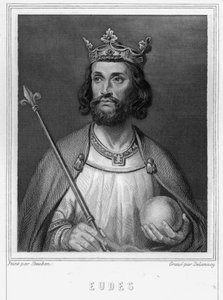 Retrato de Eudes (Odon) (v. 860 - 898), Conde de París y Troyes, luego Rey de Francia - en “Histoire des Français” de Lavallée, grabado de Unknown artist