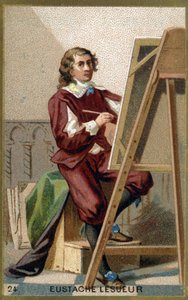 Retrato de Eustache Le Sueur (1617 - 1655), pintor, diseñador y decorador francés. Cromolitografía del siglo XIX de Unknown artist