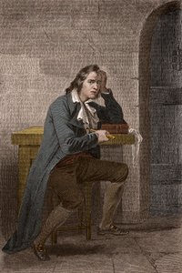 Retrato de François Babeuf dit Gracchus (1760-1797), revolucionario francés, apuñalándose