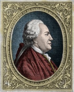 Retrato de Franz-Anton Mesmer (1734-1815) (Frédéric Antoine Mesmer - Franz Anton Mesmer) médico alemán, fundador de la teoría del magnetismo animal (mesmerismo). Grabado en color del siglo XIX de Unknown artist