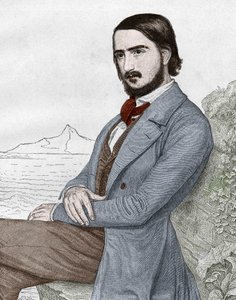 Retrato de Georges Herwegh (1817-1875) poeta alemán, basado en la pintura de C. HITZ. de Unknown artist