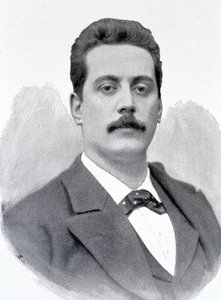 Retrato de Giacomo Puccini, compositor italiano (1858-1924), grabado del siglo XIX de Unknown artist