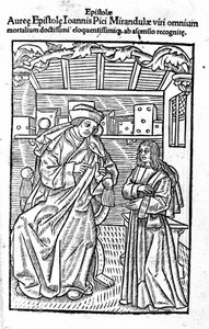 Retrato de Giovanni Pico della Mirandola (Jean Pic de la Mirandole). Página de título de “Epistole auree” de Unknown artist