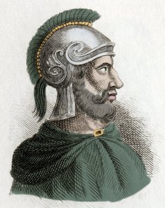 Retrato de Amílcar Barca (o Barcas) (circa 275-228 a.C.), estadista y general cartaginés, fundador de la dinastía de los Bárcidas y padre de Aníbal. Grabado del siglo XIX.