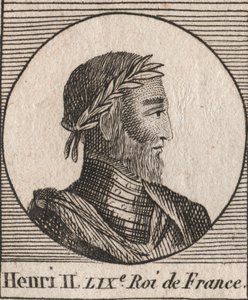 Retrato de Enrique II (1519-1559) Rey de Francia - grabado de “Instruction sur l