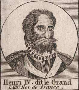 Retrato de Enrique IV (1553-1610) Rey de Francia - grabado de “Instruction sur l
