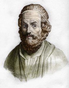 Retrato de Homero (siglo IX a.C.) poeta griego. En historia antigua de Rollin. 1829 de Unknown artist