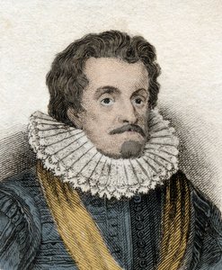 Retrato de Jacobo I (James 1st Stuart) (1566-1625), Rey de Inglaterra e Irlanda (o Jacobo VI, Rey de Escocia). Grabado del siglo XIX.