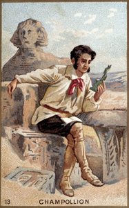 Retrato de Jean-François Champollion, llamado el Joven (1790 - 1832) egiptólogo francés. Cromolitografía del siglo XIX.
