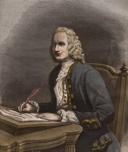 Retrato de Jean Philippe Rameau (1683-1764) - Retrato de Jean-Philippe Rameau (1683-1764), compositor francés - grabado en "La musique populaire" periódico semanal ilustrado - 1882 de Unknown artist