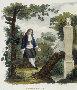 Retrato de Jean de la Fontaine - grabado de Unknown artist