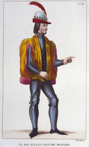 Retrato de Juan II el Bueno en traje militar (1319 - 1364), Rey de Francia (grabado de 1830)