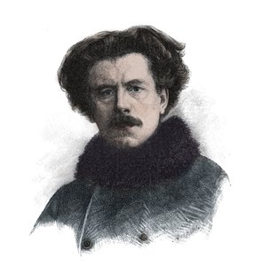 Retrato de Joseph Auguste Maurice Rollinat (1846-1903) poeta inglés - grabado