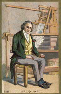 Retrato de Joseph Marie Jacquard (1752-1834), mecánico francés frente a su telar automático