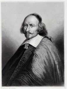 Retrato de Julio Mazarino (Giulio Raimondo Mazzarino o Mazarino) (1602-1661), Cardenal y político francés - en “Histoire des Français” de Lavallée, grabado, sd