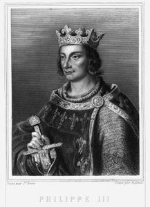 Retrato del Rey Felipe III de Francia, conocido como Felipe el Atrevido (1245-1285) (dinastía Capeto). Philippe III, Rey de Francia. Felipe III el Atrevido (1245-1285) - en “Histoire des Français” de Lavallée, grabado de Unknown artist
