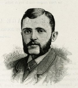Retrato de L. Newcomb, miembro de la tripulación de La Jeannette, para la misión al polo norte. Grabado para ilustrar 