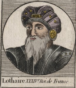 Retrato de Lotario (941-986), Rey de los Francos - Grabado de “Instrucción sobre la Historia de Francia” por Charles Constant Le Tellier 1821 de Unknown artist