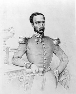 Retrato de Louis Eugène Cavaignac (1802 - 1857), general y político francés. Grabado ca. 1848