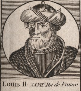 Retrato de Luis II el Tartamudo (846-879), Rey de los Francos - Luis II El Tartamudo (848-879) - grabado de “Instruction sur l