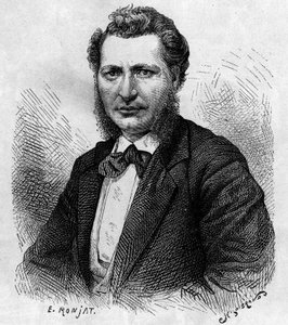 Retrato de Louis Riel (1844-1885), político canadiense y defensor del pueblo mestizo. Grabado en "Le journal de la jeunesse". de Unknown artist