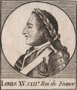 Retrato de Luis XV (1710-1774) llamado el Bien Amado, rey de Francia - grabado de “Instruction sur l