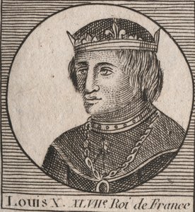 Retrato de Luis X el Obstinado (1289 - 1316), Rey de Francia y Navarra - grabado de “Instruction sur l