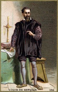 Retrato de Louis de Berquin (1485 - 1529), caballero y humanista. Cromolitografía del siglo XIX