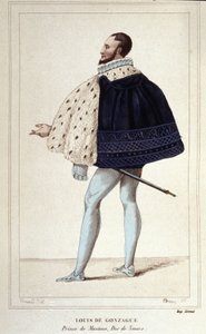Retrato de Luis de Gonzaga, Duque de Mantua, ahora por su matrimonio en 1565 con Henriette de Cleves, el nuevo Duque de Nevers. Grabado de 1830