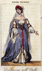 Retrato de Maria Garcia llamada la Malibran (1808-1836) cantante en el papel de Desdémona para "Otello" por Gioachino Rossini. Teatro alla Scala 1833 de Unknown artist