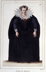 Retrato de María de Médici (1573 - 1642), esposa de Enrique IV y madre de Luis XIII. Grabado de 1830 de Unknown artist
